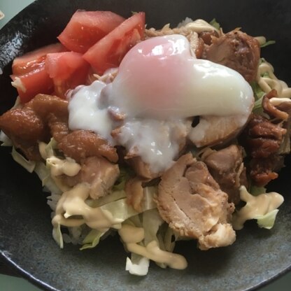 鶏チャーシュー丼の上にのせてみました。
大成功！
ありがとうございました！